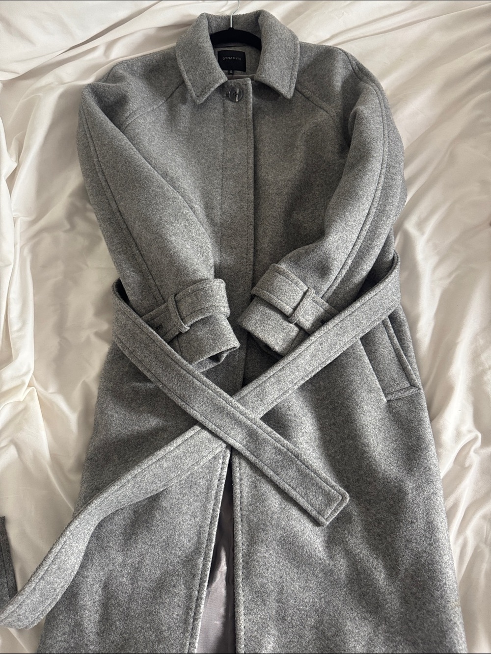 Dynamite Gray Belted Trench Coat